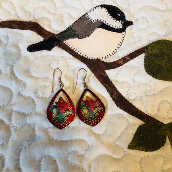 Vintage Earrings, Lillies, Rose & Greens - Picture 3 of 12